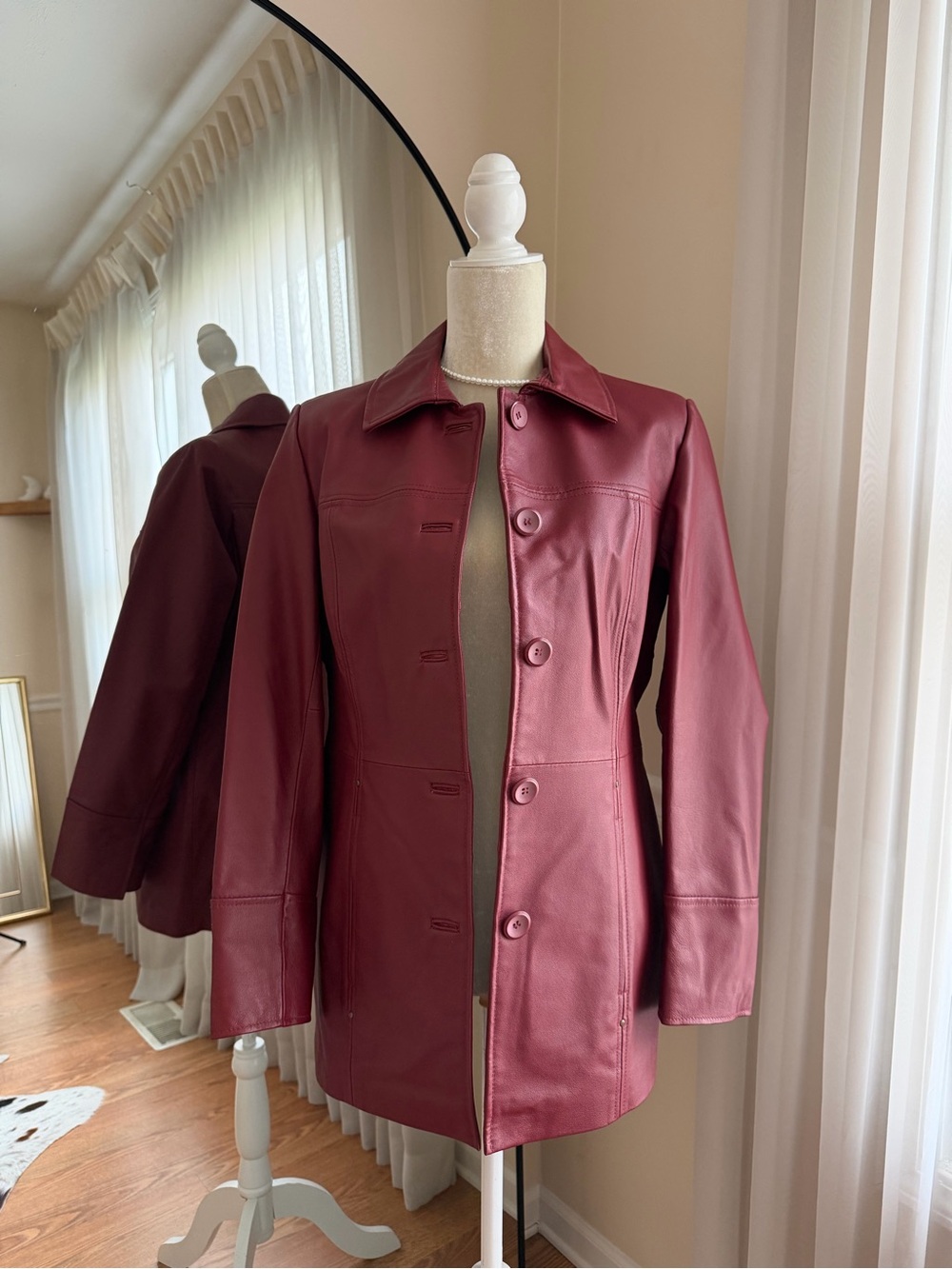 East 5th Maroon Genuine Leather Coat Size S